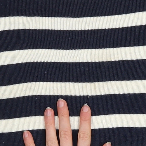 Marks and Spencer Women's Blue Striped Mock Neck Jumper Size 10