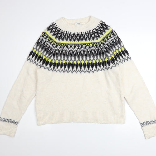 Marks and Spencer Women's Ivory Fair Isle Knit Jumper Size S