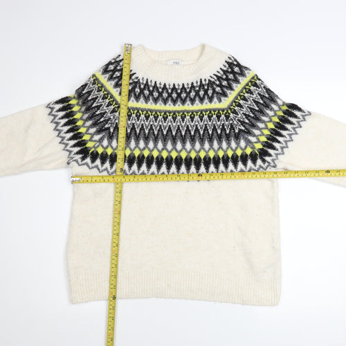 Marks and Spencer Women's Ivory Fair Isle Knit Jumper Size S