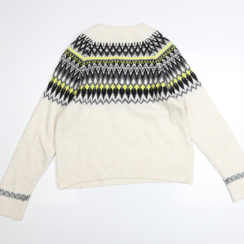 Marks and Spencer Women's Ivory Fair Isle Knit Jumper Size S