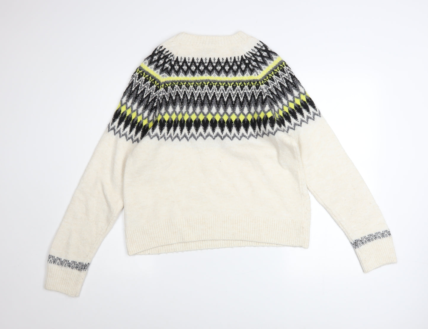 Marks and Spencer Women's Ivory Fair Isle Knit Jumper Size S