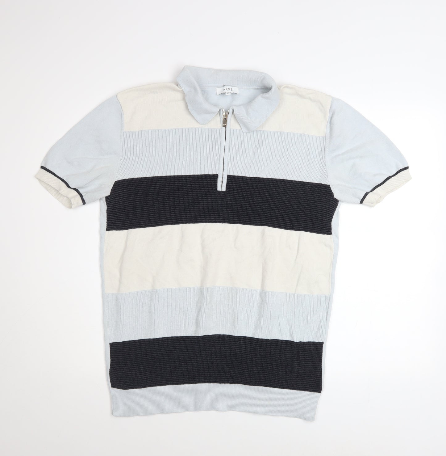 ARNE Men’s Multicoloured Striped Cotton Polo Shirt Size L