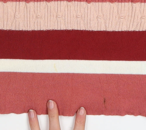 Marks and Spencer Women Multicoloured Striped Knit Short Sleeve Top Size 14