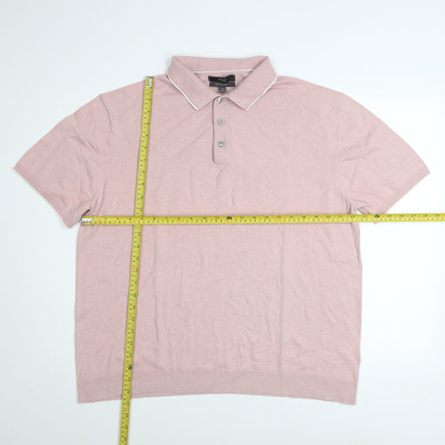Marks and Spencer Men’s Pink Cotton Polo Shirt 2XL Regular Fit