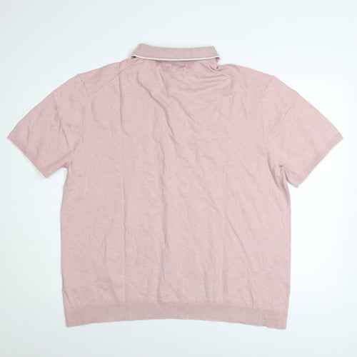 Marks and Spencer Men’s Pink Cotton Polo Shirt 2XL Regular Fit