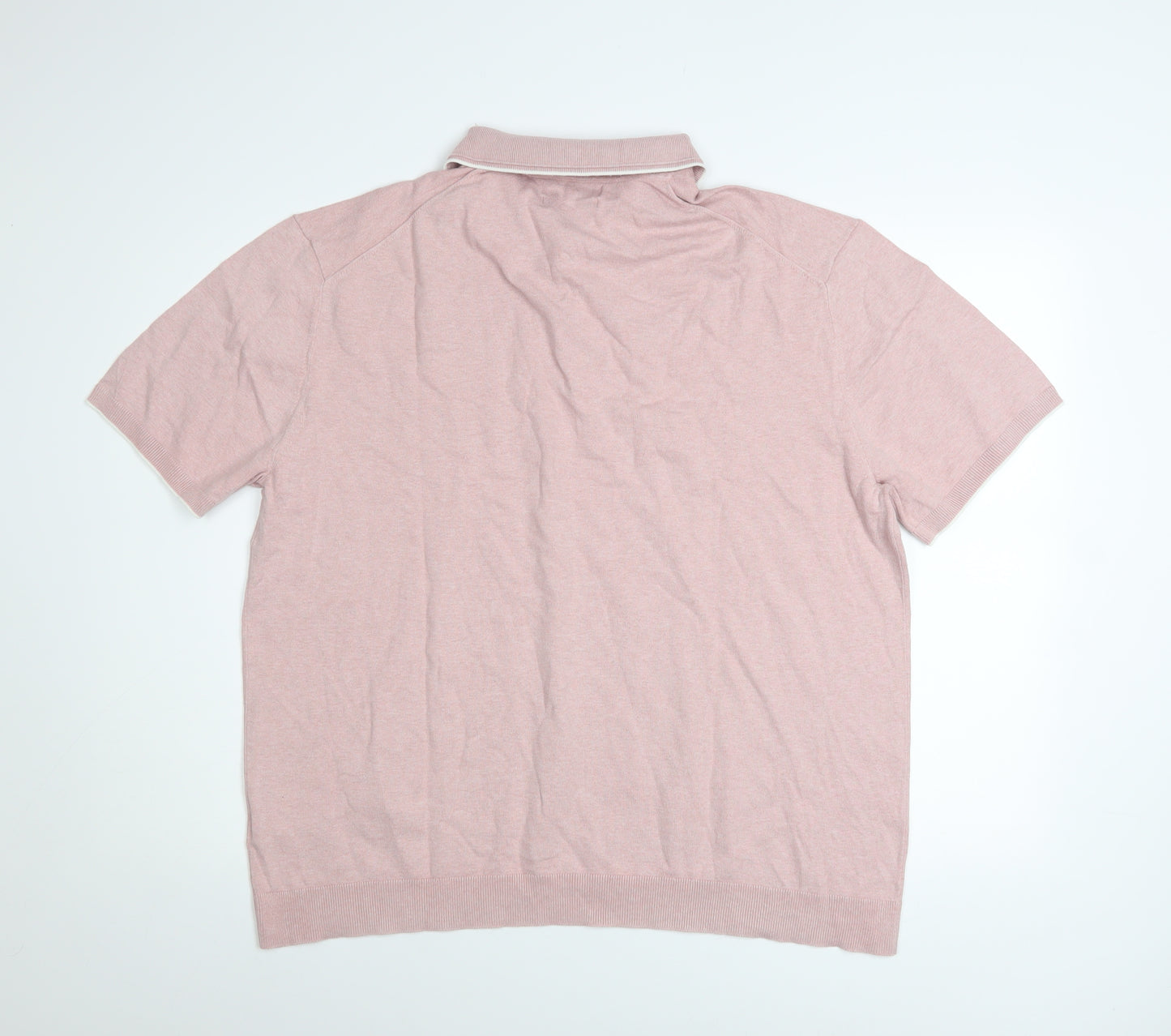 Marks and Spencer Men’s Pink Cotton Polo Shirt 2XL Regular Fit