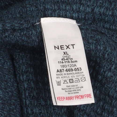 Next Mens Blue XL Crew Neck Knit Pullover Jumper Long Sleeve
