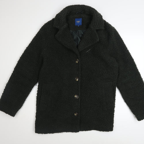 Cotton Traders Womens Green Size 16 Button Overcoat Fleece Lined