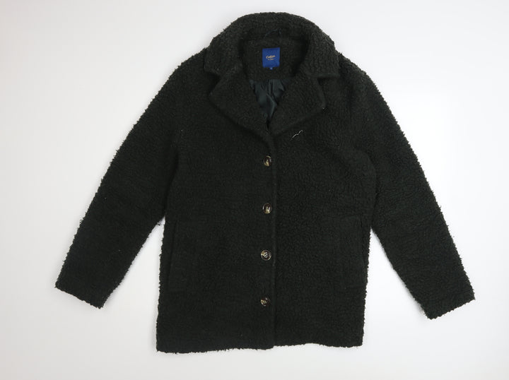 Cotton Traders Womens Green Size 16 Button Overcoat Fleece Lined