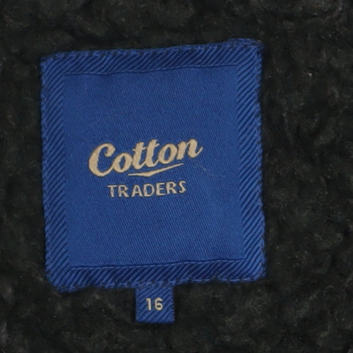 Cotton Traders Womens Green Size 16 Button Overcoat Fleece Lined