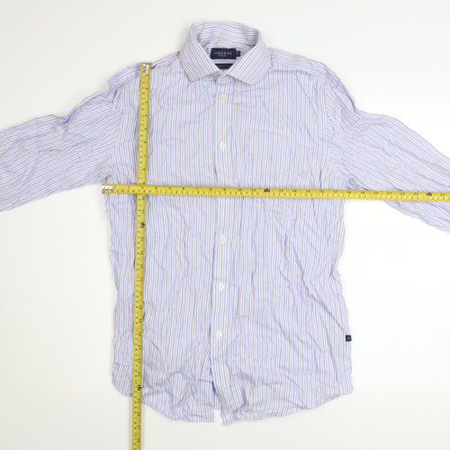 Osborne Men's Blue Striped Classic Fit Cotton Long Sleeve Shirt 15in