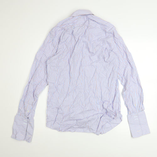 Osborne Men's Blue Striped Classic Fit Cotton Long Sleeve Shirt 15in