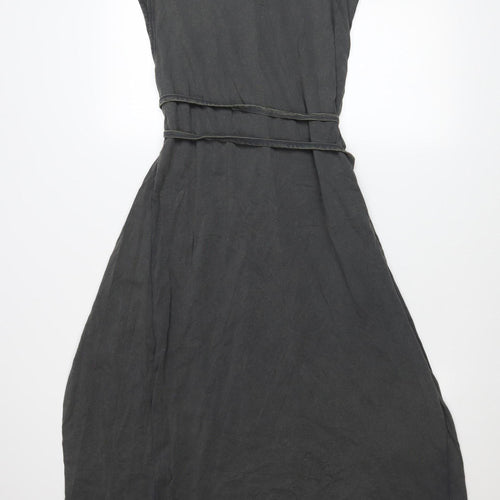Zara Women Black Cotton Midi Wrap Dress Size S Casual Summer