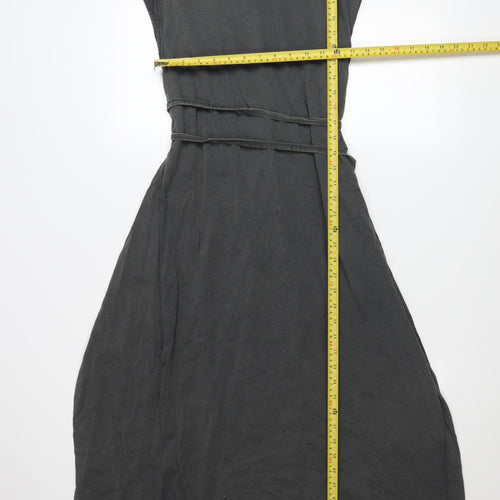 Zara Women Black Cotton Midi Wrap Dress Size S Casual Summer