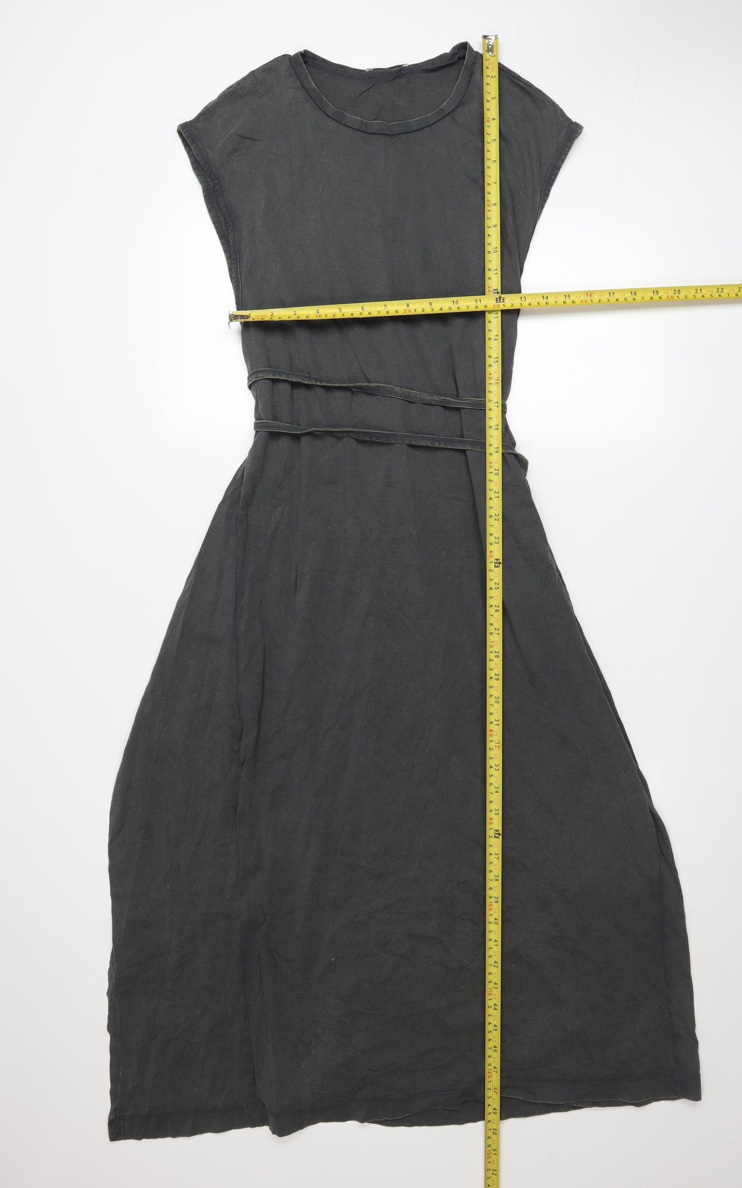 Zara Women Black Cotton Midi Wrap Dress Size S Casual Summer