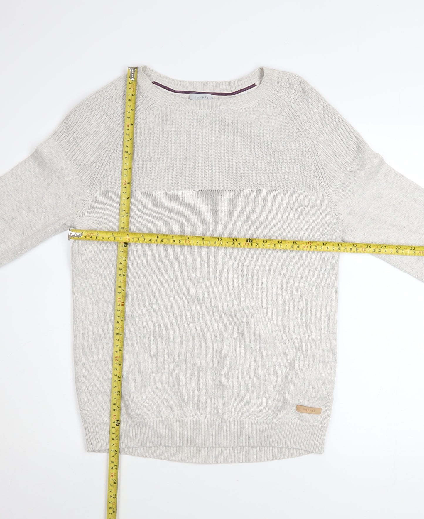 Esprit Men’s Beige Cotton Crew Neck Pullover Jumper Size S