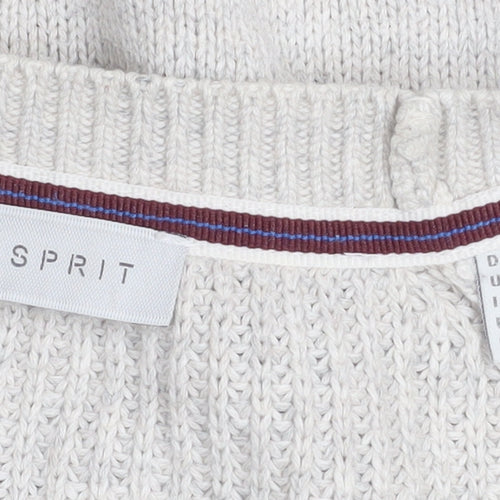 Esprit Men’s Beige Cotton Crew Neck Pullover Jumper Size S