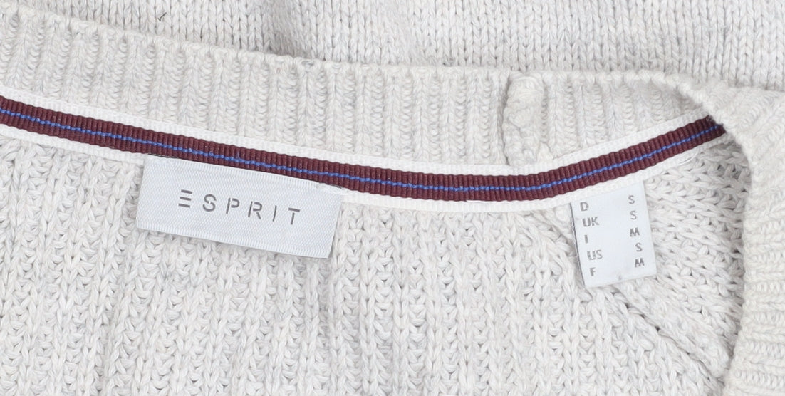 Esprit Men’s Beige Cotton Crew Neck Pullover Jumper Size S