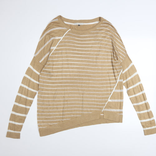 Maison de Nimes Women’s Beige Striped Crew Neck Pullover Jumper XL