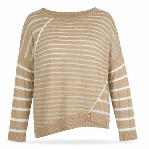 Maison de Nimes Women’s Beige Striped Crew Neck Pullover Jumper XL