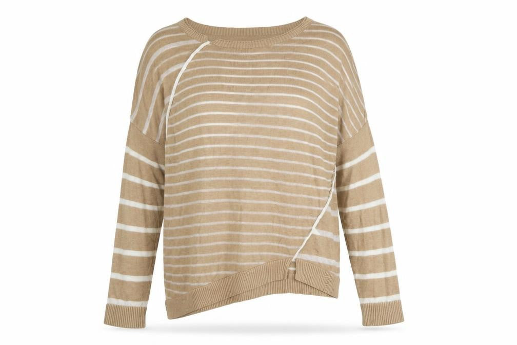 Maison de Nimes Women’s Beige Striped Crew Neck Pullover Jumper XL
