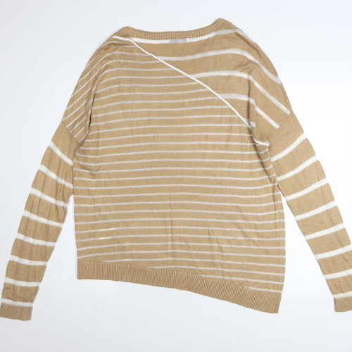 Maison de Nimes Women’s Beige Striped Crew Neck Pullover Jumper XL