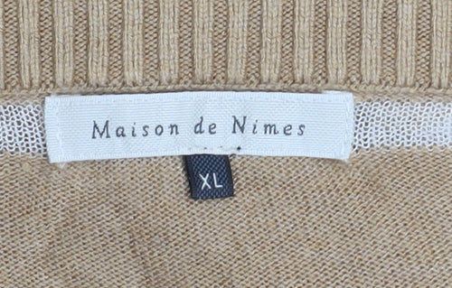 Maison de Nimes Women’s Beige Striped Crew Neck Pullover Jumper XL