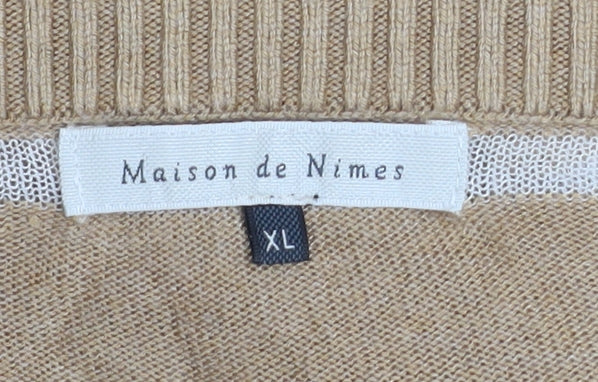 Maison de Nimes Women’s Beige Striped Crew Neck Pullover Jumper XL