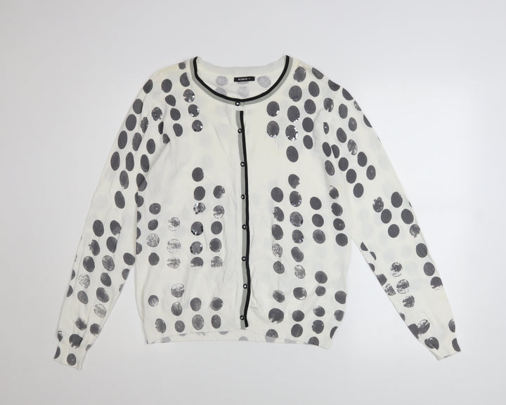 Roman Women’s White Polka Dot Sequin Cardigan Size 18