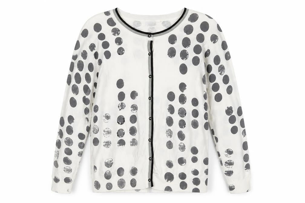 Roman Women’s White Polka Dot Sequin Cardigan Size 18