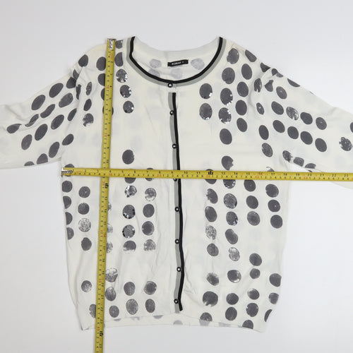 Roman Women’s White Polka Dot Sequin Cardigan Size 18