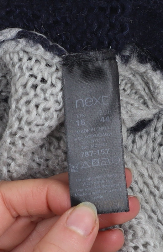Next Women’s Multicoloured Geometric Chunky Knit Jumper Size 16