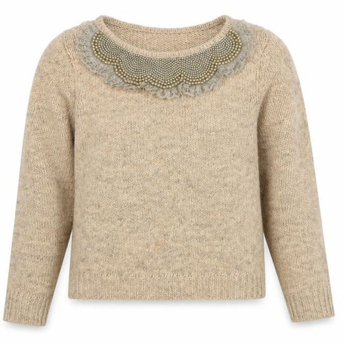 Next Women’s Beige Alpaca Blend Beaded Crew Neck Jumper Size 12