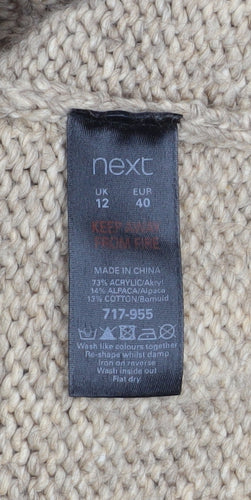 Next Women’s Beige Alpaca Blend Beaded Crew Neck Jumper Size 12