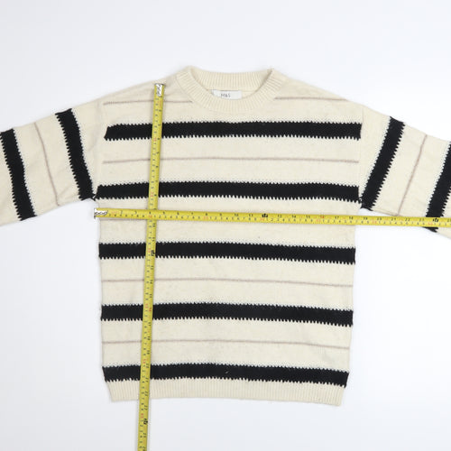 Marks and Spencer Women’s Beige Striped Crew Neck Knit Jumper Size S
