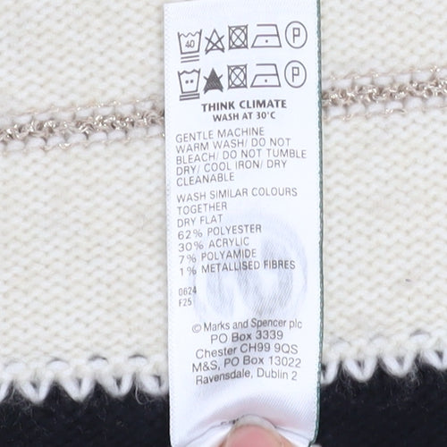 Marks and Spencer Women’s Beige Striped Crew Neck Knit Jumper Size S