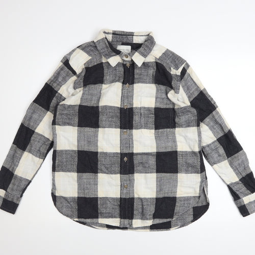 American Eagle Women's Black Check Flannel Button-Up Shirt XS