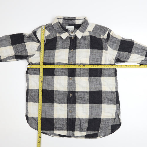American Eagle Women's Black Check Flannel Button-Up Shirt XS
