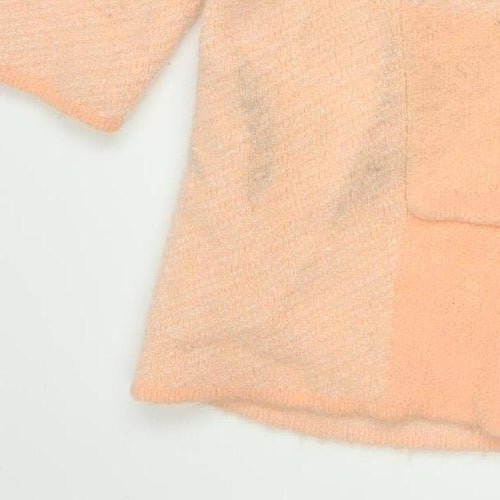 Centigrade Womens Peach Check Hooded Cardigan M Knit Open Front