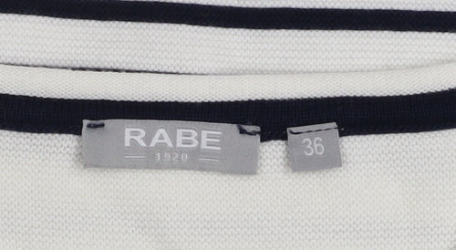 Rabe Women’s White Striped Graphic Knit Jumper Size 8