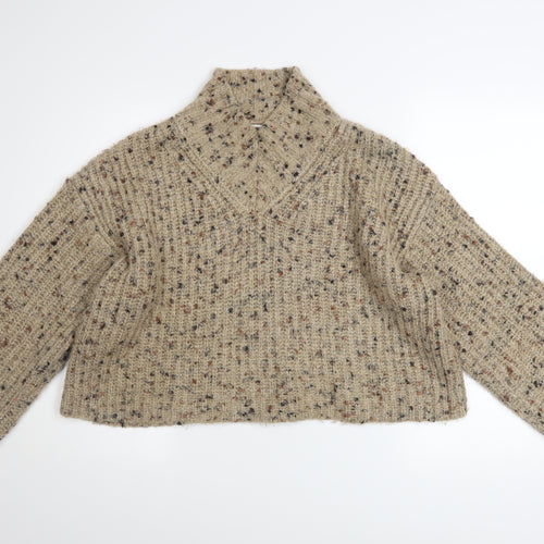 Next Women’s Beige Chunky Knit V-Neck Pullover Jumper Size M