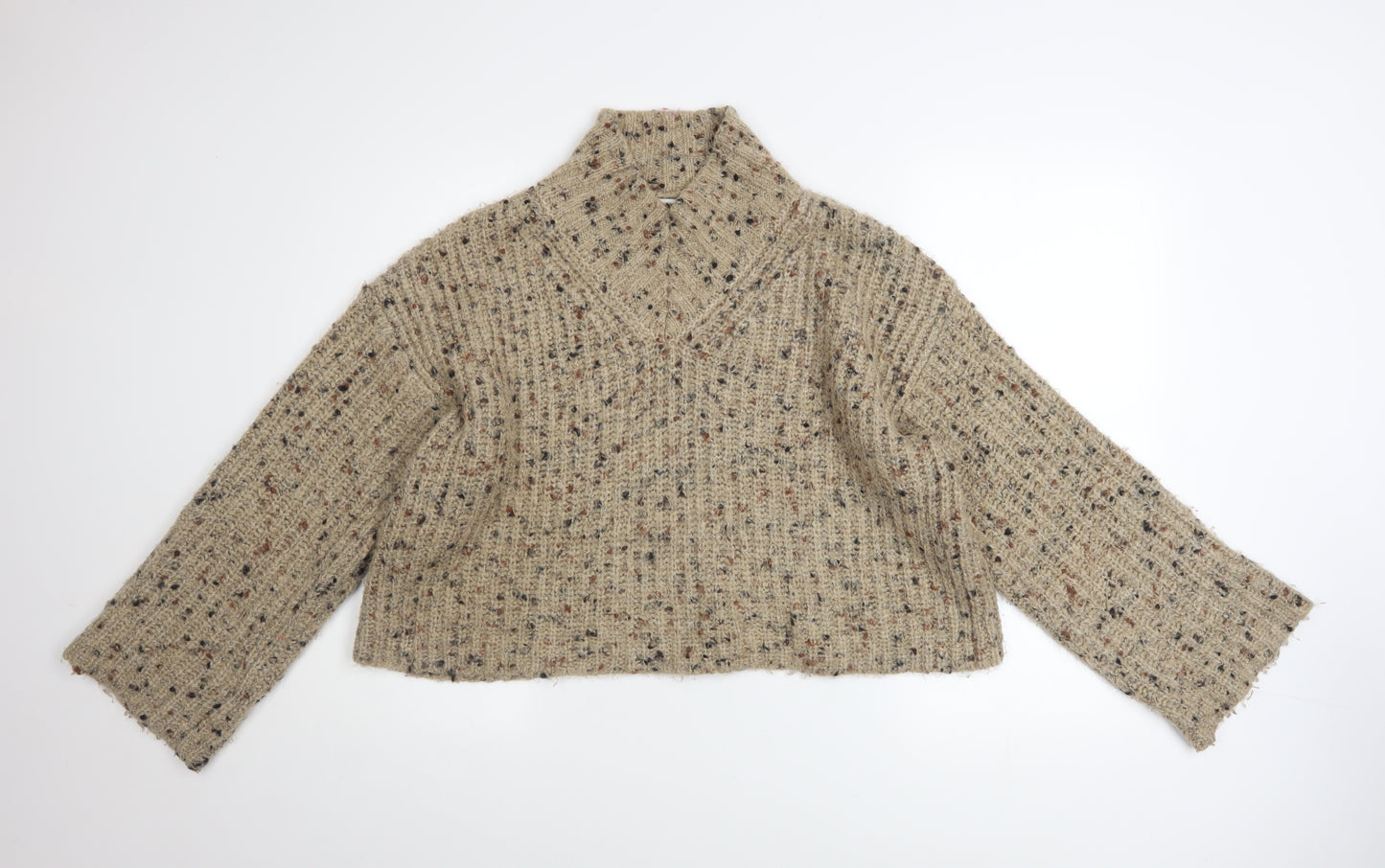 Next Women’s Beige Chunky Knit V-Neck Pullover Jumper Size M
