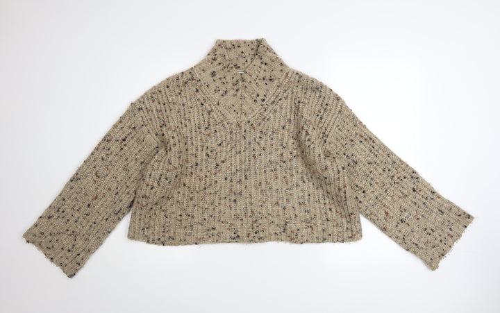 Next Women’s Beige Chunky Knit V-Neck Pullover Jumper Size M