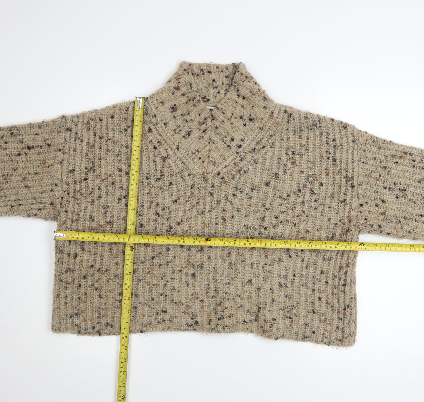 Next Women’s Beige Chunky Knit V-Neck Pullover Jumper Size M