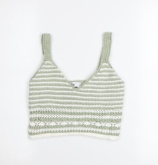 Hollister Women’s Green Striped Knit Camisole Tank Top Size S