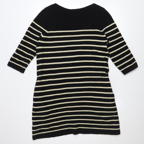 Joanie Women Black Striped Knit Shift Dress Size S 3/4 Sleeve