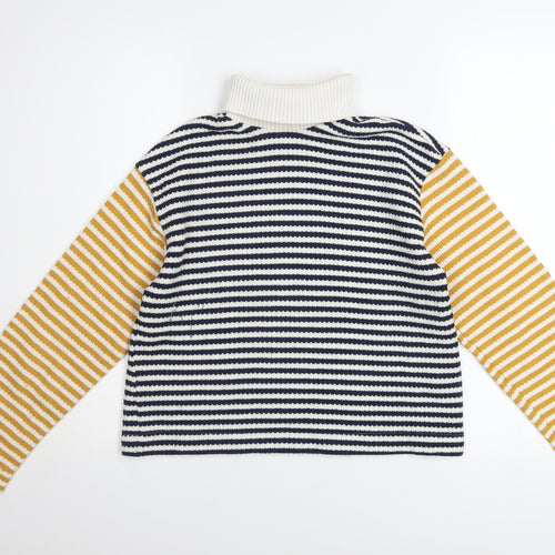 ZARA Women’s Multicoloured Striped Roll Neck Knit Jumper Size S