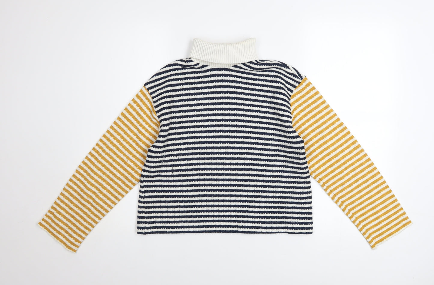 ZARA Women’s Multicoloured Striped Roll Neck Knit Jumper Size S