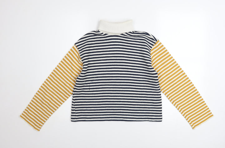 ZARA Women’s Multicoloured Striped Roll Neck Knit Jumper Size S