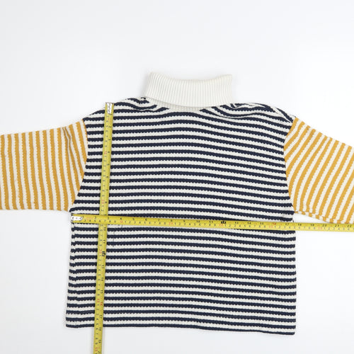ZARA Women’s Multicoloured Striped Roll Neck Knit Jumper Size S